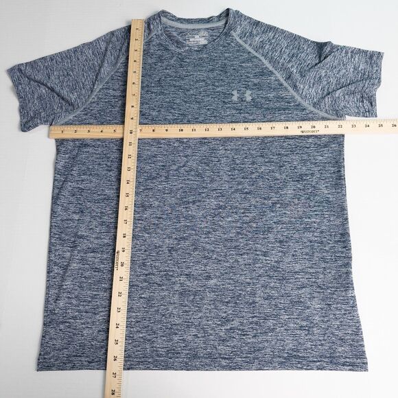 Under Armour HeatGear Tech Tee Mens Medium Loose Fit Short Sleeve Heathered Blue - Picture 4 of 10
